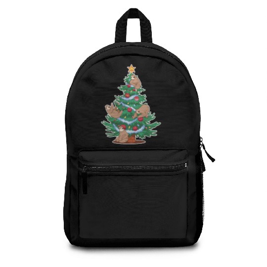 Sloths Christmas Tree Lights Animals Lover Xmas Backpacks