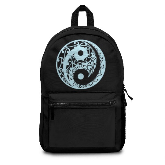 Yin And Yang In A Koru Pattern In A Light Blue Backpacks