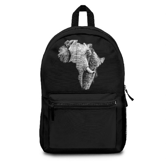 African Bull Elephant in Shape of Africa Backpacks