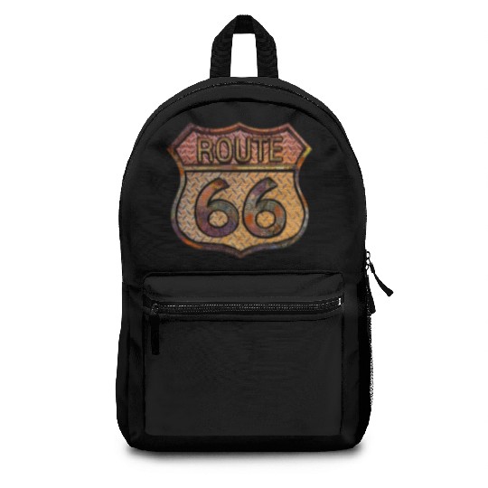 Route 66 vintage sign - Rusty metal 2 Backpacks
