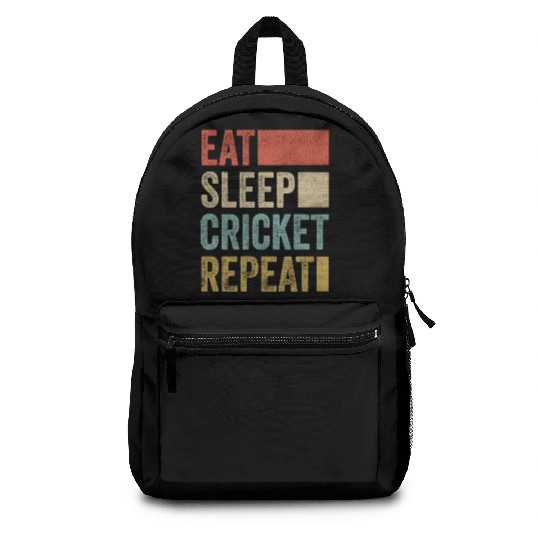 Retro Eat Sleep Cricket Repeat Funny Cricket Backpacks