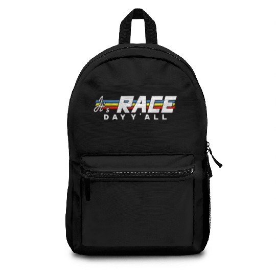 It s Race Day Y all White Text Backpacks