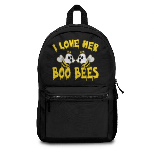 I Love Her Boo Bees Halloween Backpacks