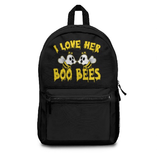 I Love Her Boo Bees Halloween Backpacks