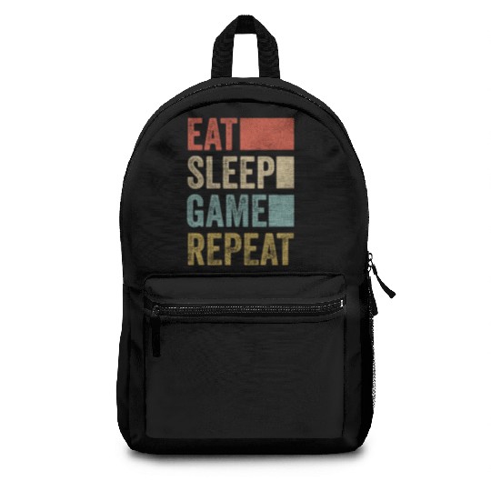 Vintage Retro Gamer Accessory Eat Sleep Game Backpacks