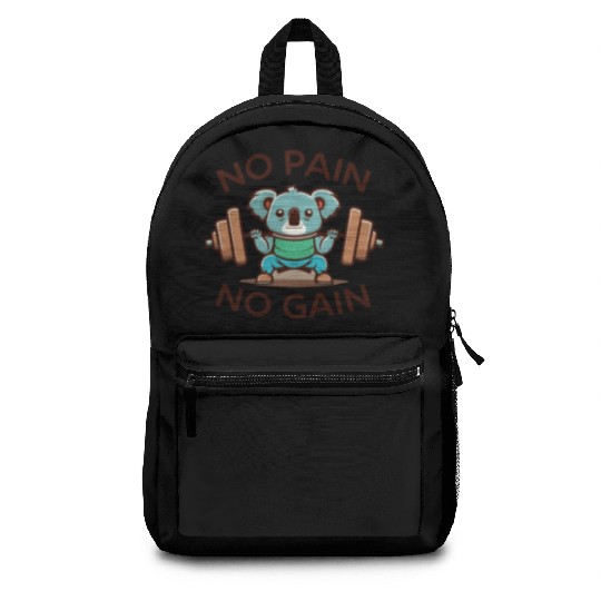 No Pain No Gain Cute Fat Panda Weightlifting Gym Backpacks