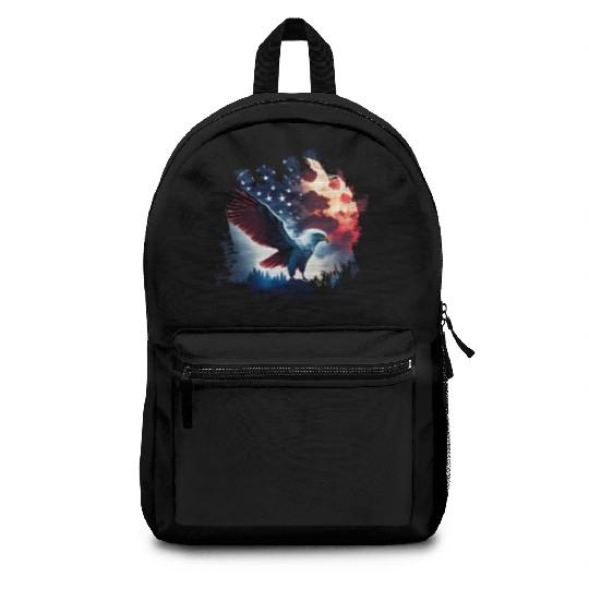 America eagle under Moon with American Flag Backpacks