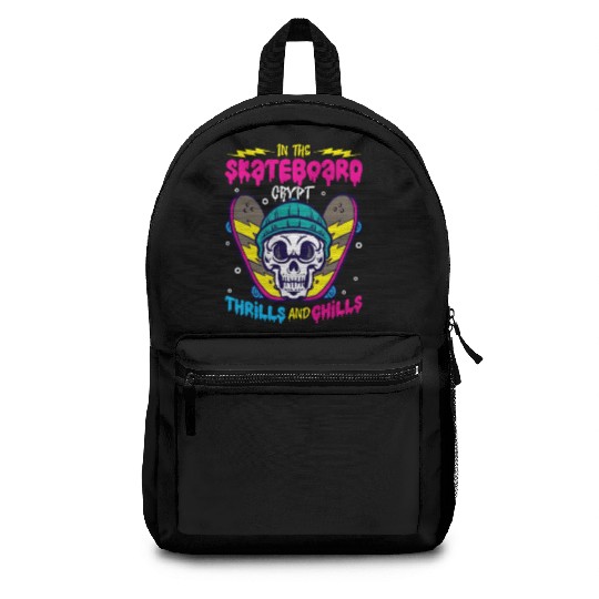 Spooky Horror Skateboarder Halloween Skateboarding Backpacks