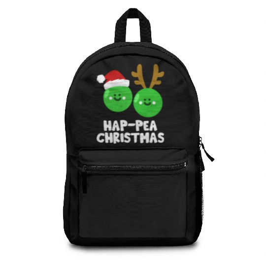 Hap-Pea Christmas Funny Vegetable Vegan Food Pun Backpacks