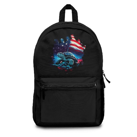 America turtle under Moon with American Flag Backpacks