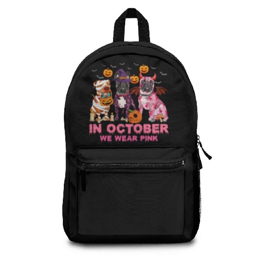 In October We Wear Pink Pumpkin Pitbull Backpacks