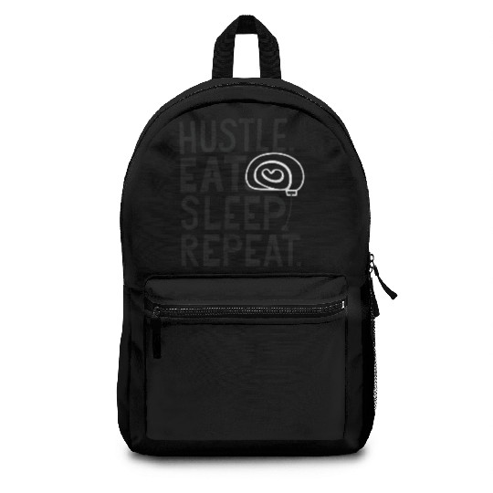 Hustle. Eat. Sleep. Repeat. Typography Backpacks