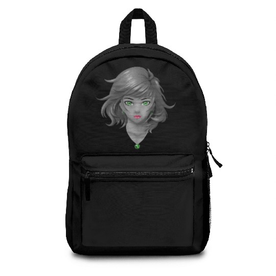 Anime girl with pretty jewelry Backpacks