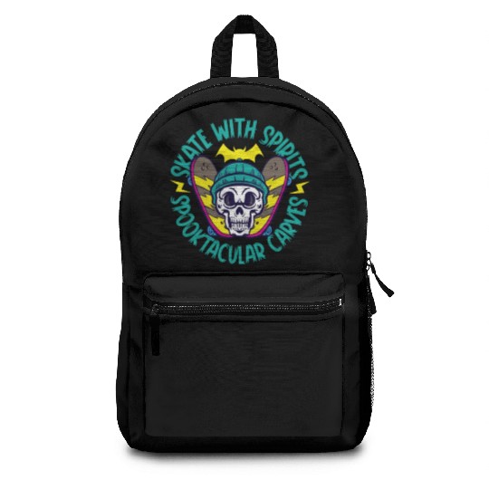 Spooky Horror Skateboarder Halloween Skateboarding Backpacks