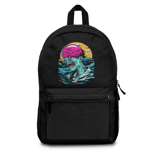 Sad Zombie In The Ocean Backpacks