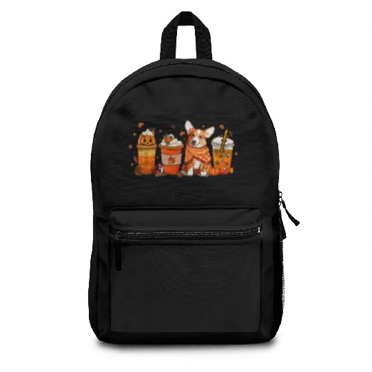 Fall Coffee with Corgi Pumpkin Spice Latte Lovers Backpacks