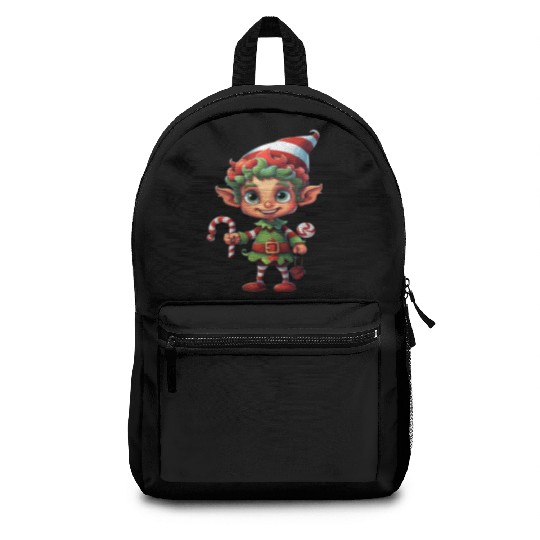 Christmas Elf Candy Cane X-Mas Pajamas Party Backpacks