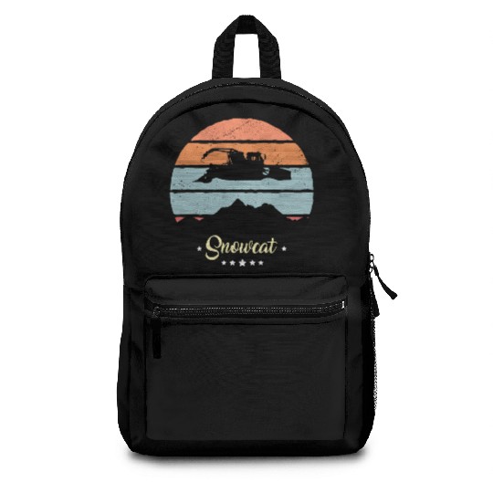 Snowcat Vintage Snow Vehicles Retro Sunset Backpacks