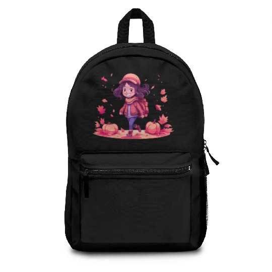 Autumn Serenity: 'Girl in Fall' Apparel Backpacks
