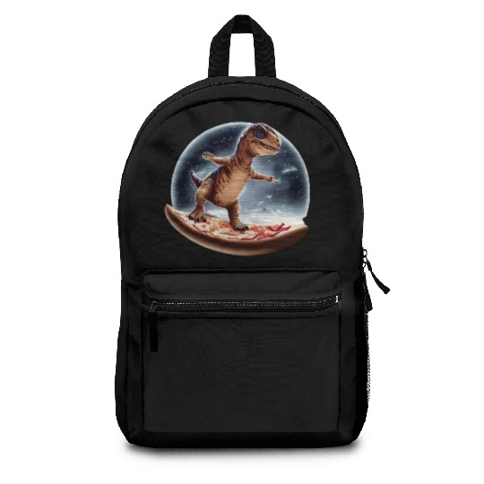 Dinosaurs on pizza through space Backpacks