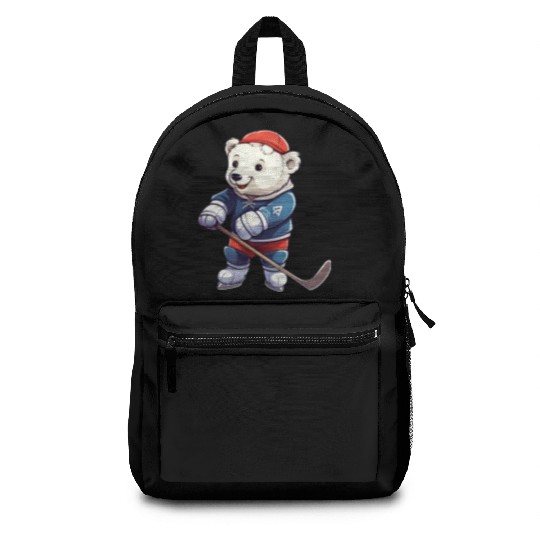 Polar bear hockey player Backpacks
