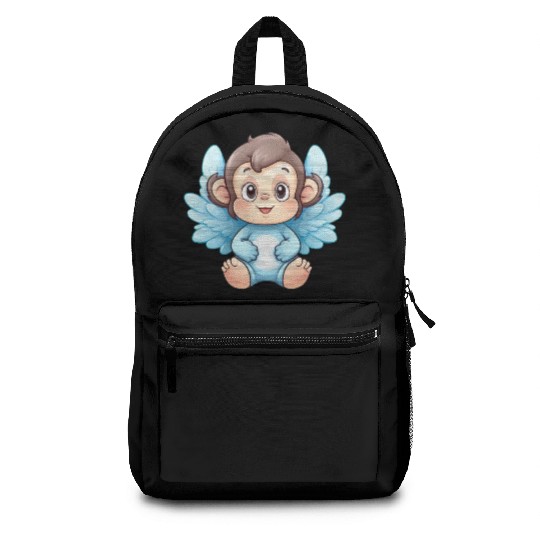 monkey chimpanzee angel wings cute kawaii Backpacks