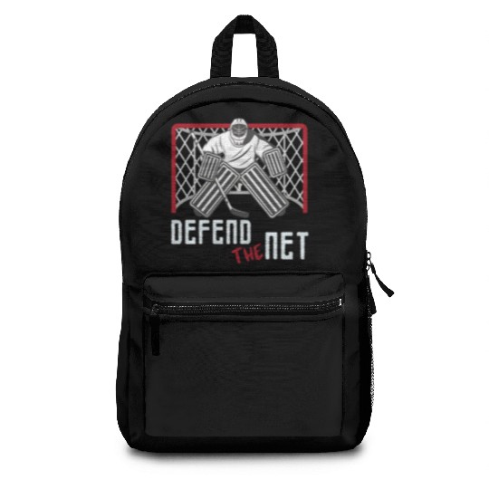 defend the net hockey sport lover gift Backpacks