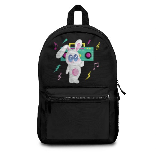 cute rabbits loves music Backpacks