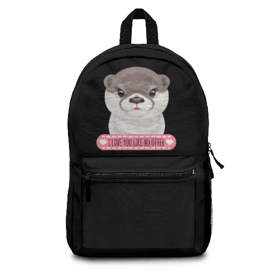 Funny Cute Otter Face With Love Pun I Love You Backpacks