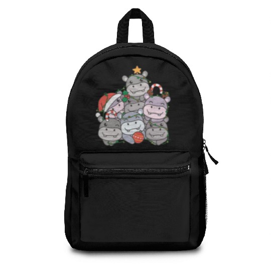 Hippo Christmas Tree Funny Animal Christmas Backpacks