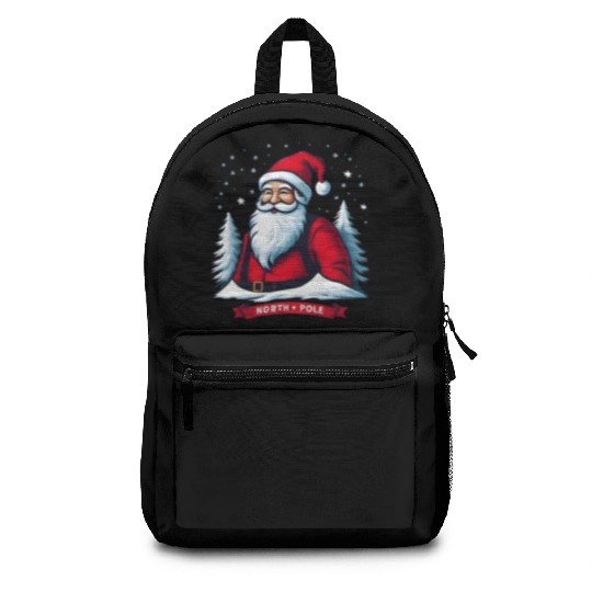 North Pole santa merry christmas Backpacks