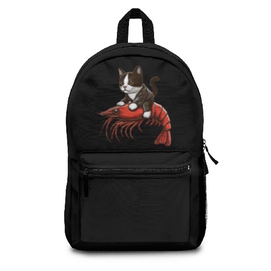 Cat rides shrimp Backpacks