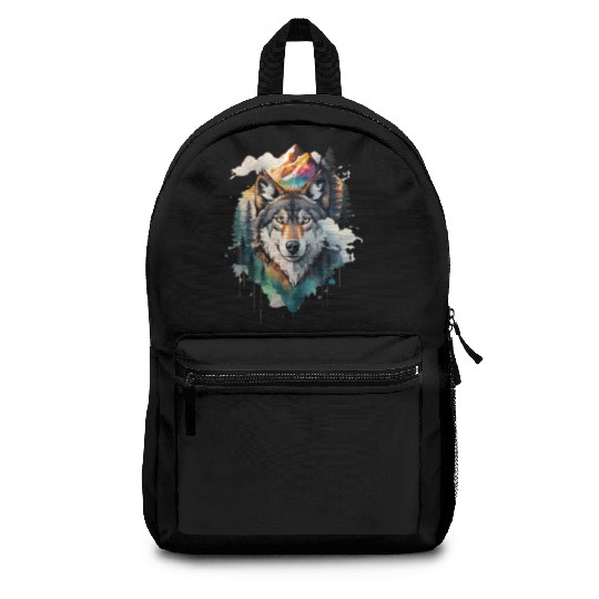 Majestic Mountain Wolf Nature Inspired Artwork Backpacks