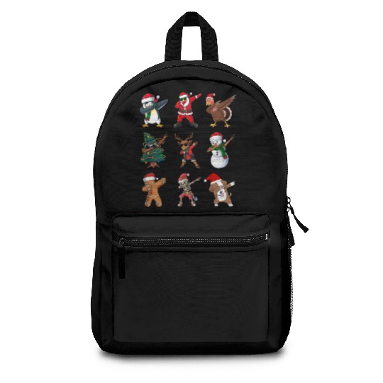 Dabbing Christmas santa skeleton dog turkey Backpacks