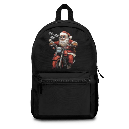 Motorcyclist Santa Claus Motorcycle Christmas Backpacks