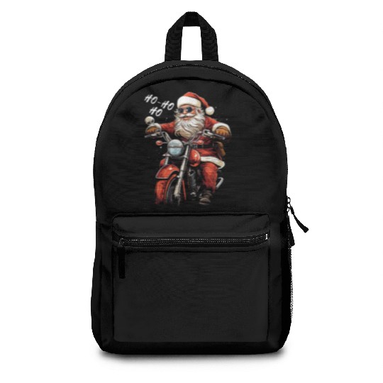 Motorcyclist Santa Claus Motorcycle Christmas Backpacks