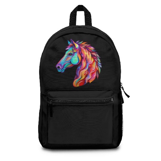Psychedelic Horse Head Gallop Equine Equestrian Backpacks
