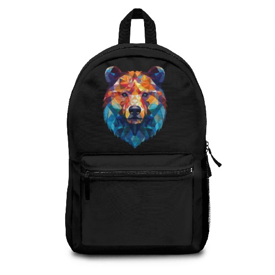 Wild Psychedelic Bear Geometric Vibrant Backpacks