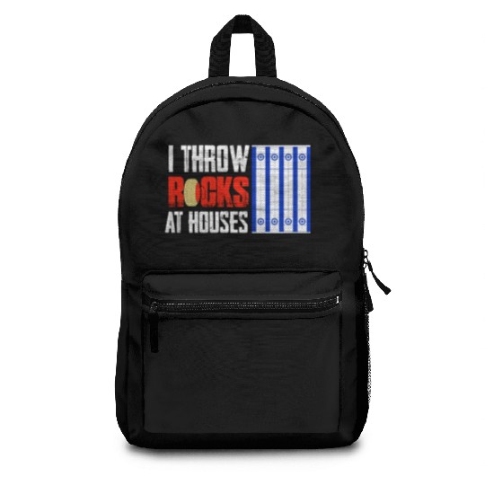 I Throw Rocks At Houses Curling Curler Ice Sport Backpacks