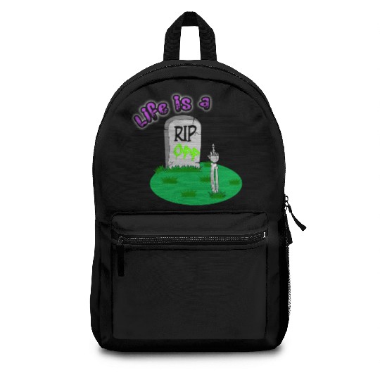 Rip Off Creepy Spooky Dark Joke Cartoon Mood Backpacks