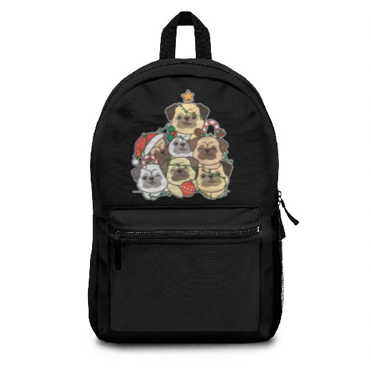 Pug Christmas Tree Funny Animal Christmas Backpacks