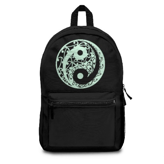 Yin And Yang In A Light Green Colour Backpacks
