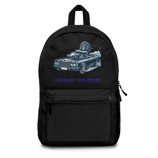 Lion Driving Cool Car Backpacks