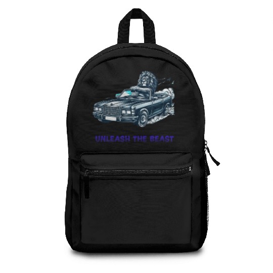 Lion Driving Cool Car Backpacks