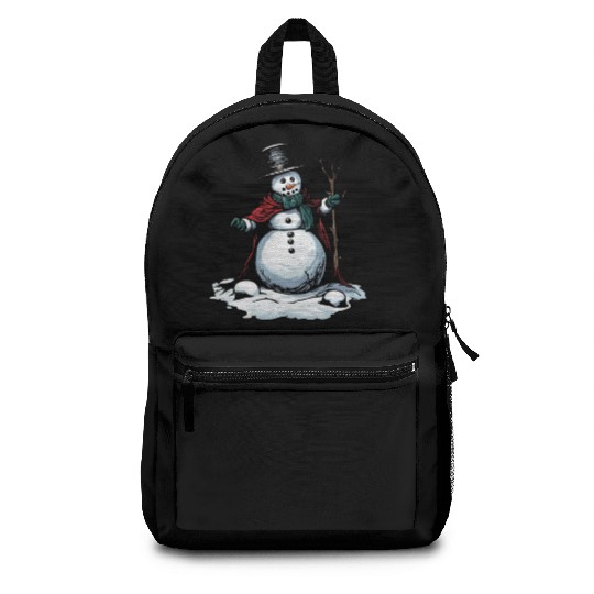 Snowman / Winter / Snowflake / White / Frosti Backpacks