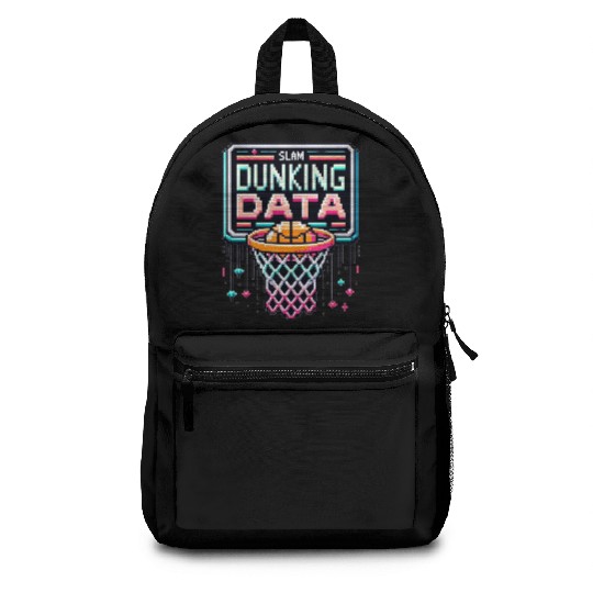 Slam Dunking Data - Retro 8-bit Basketball Hoop Backpacks