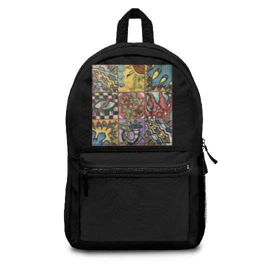Hand painted wooden squares art by KateToxin Backpacks