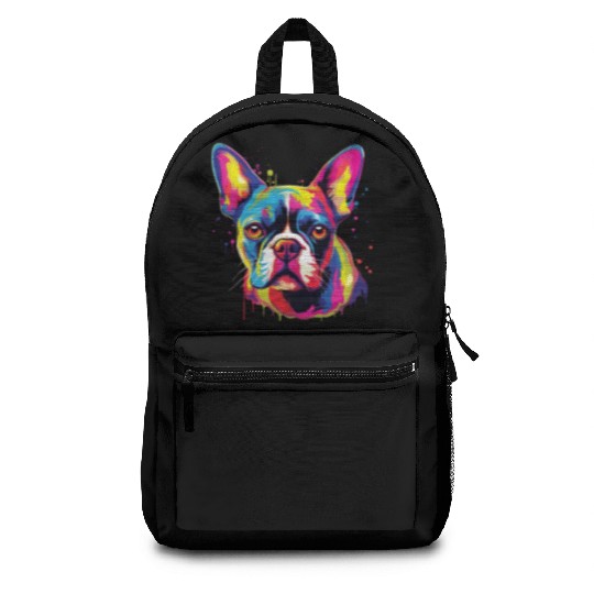 Watercolor Colorful Boston Terrier Backpacks