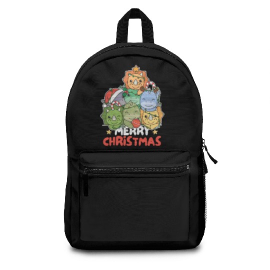 Dinosaur Christmas Tree Merry Christmas Backpacks