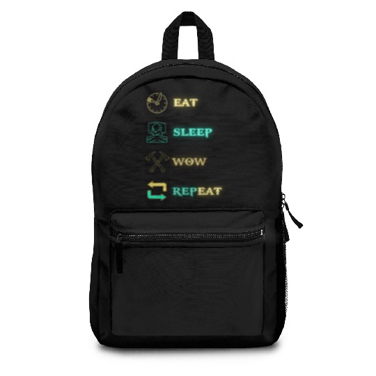 Gamer Life: Eat Sleep WOW Repeat Backpacks